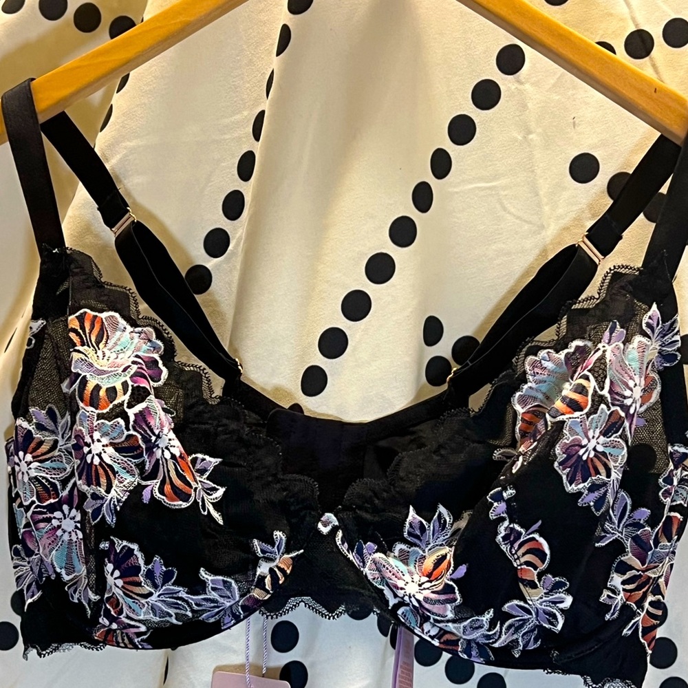 Savage X Fenty Zig Zag Zen Unlined Lace Plunge Bra 38 G